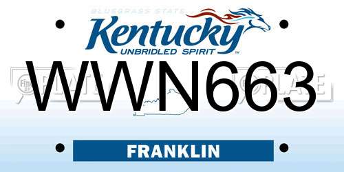WWN663 Kentucky License Plate