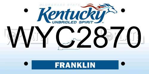 WYC2870 Kentucky License Plate