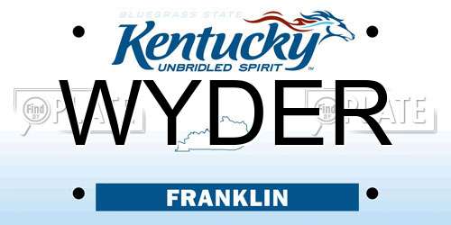 WYDER Kentucky License Plate
