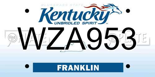 WZA953 Kentucky License Plate