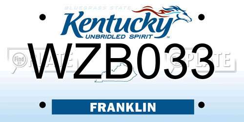WZB033 Kentucky License Plate