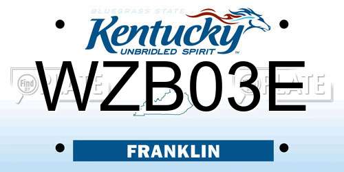 WZB03E Kentucky License Plate