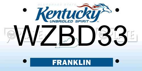 WZBD33 Kentucky License Plate
