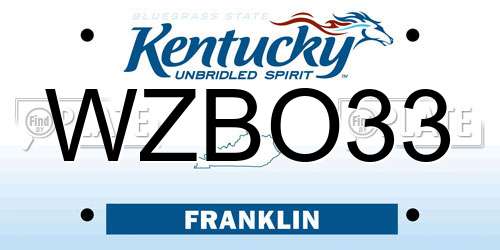 WZBO33 Kentucky License Plate