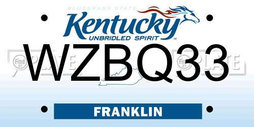 WZBQ33 Kentucky License Plate