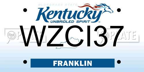 WZCI37 Kentucky License Plate