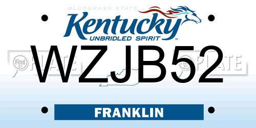 WZJB52 Kentucky License Plate