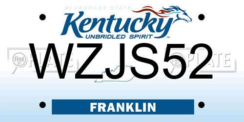 WZJS52 Kentucky License Plate