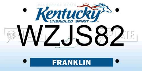 WZJS82 Kentucky License Plate