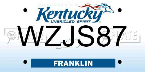 WZJS87 Kentucky License Plate