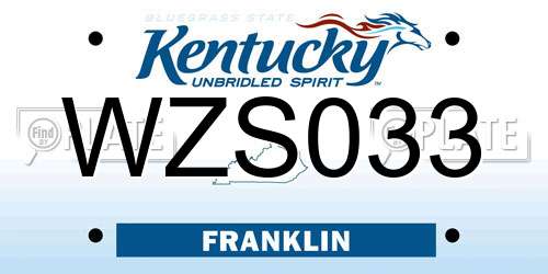 WZS033 Kentucky License Plate