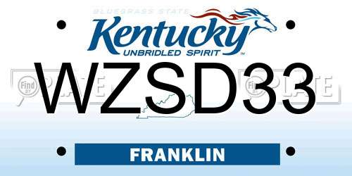 WZSD33 Kentucky License Plate