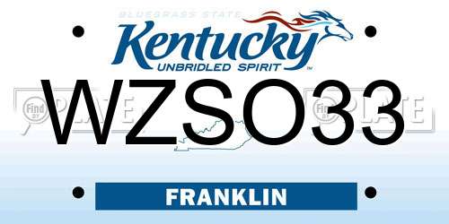 WZSO33 Kentucky License Plate