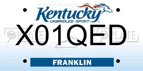 X01QED Kentucky License Plate