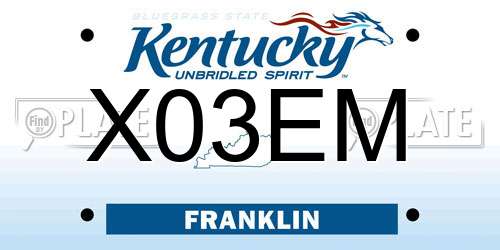 X03EM Kentucky License Plate