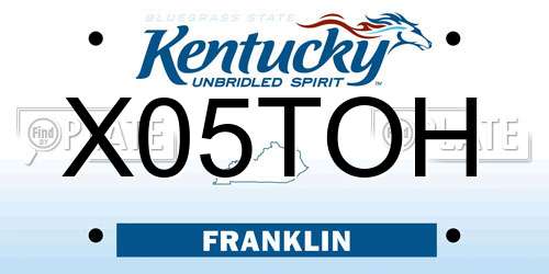 X05TOH Kentucky License Plate
