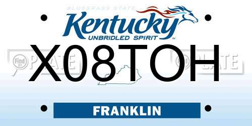 X08TOH Kentucky License Plate
