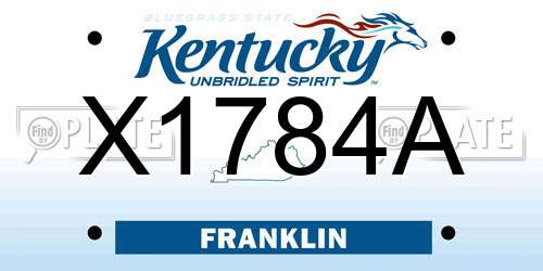 X1784A Kentucky License Plate