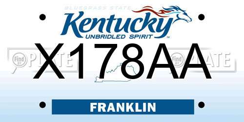 X178AA Kentucky License Plate