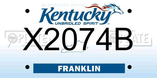 X2074B Kentucky License Plate
