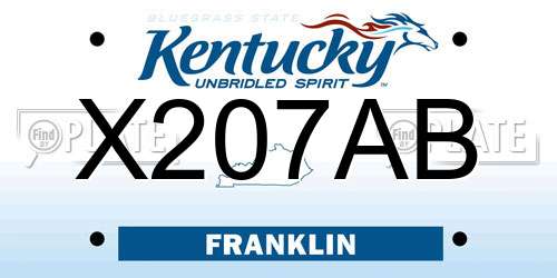 X207AB Kentucky License Plate