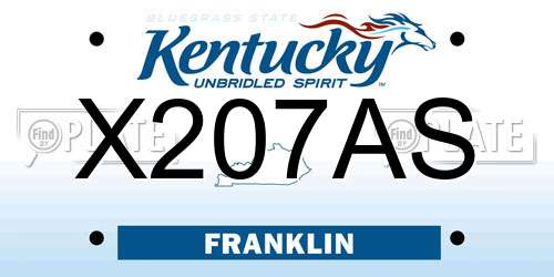 X207AS Kentucky License Plate