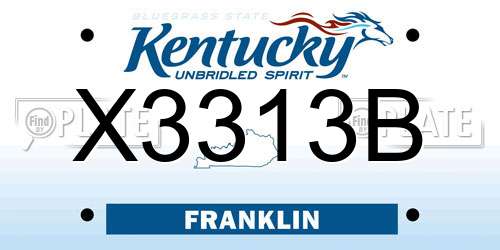 X3313B Kentucky License Plate