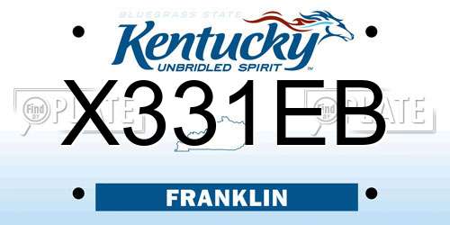 X331EB Kentucky License Plate