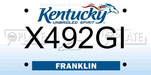 X492GI Kentucky License Plate