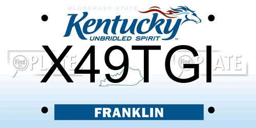 X49TGI Kentucky License Plate