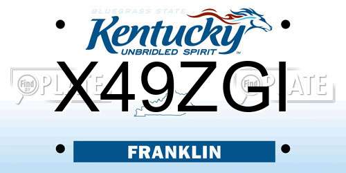 X49ZGI Kentucky License Plate