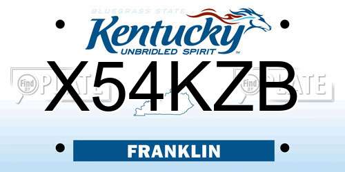X54KZB Kentucky License Plate