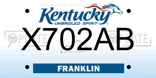 X702AB Kentucky License Plate