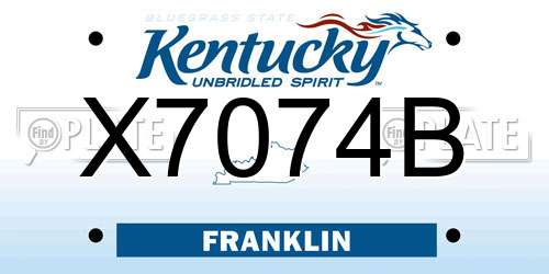 X7074B Kentucky License Plate