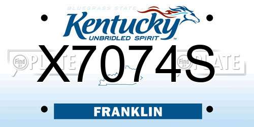 X7074S Kentucky License Plate