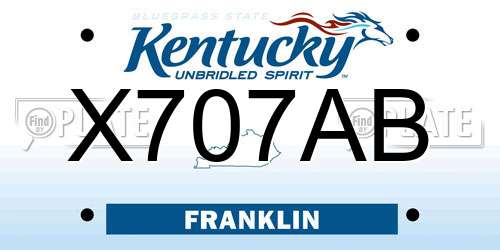 X707AB Kentucky License Plate