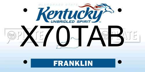X70TAB Kentucky License Plate