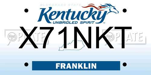 X71NKT Kentucky License Plate