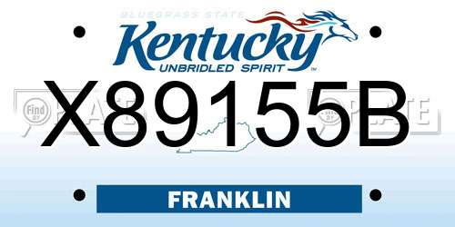 X89155B Kentucky License Plate