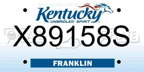 X89158S Kentucky License Plate