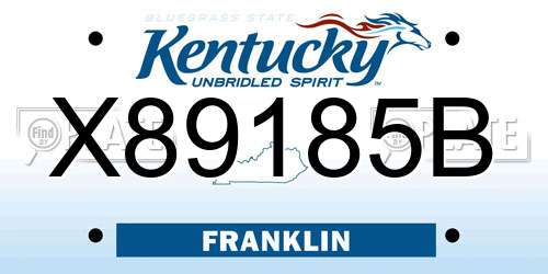 X89185B Kentucky License Plate