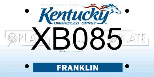 XB085 Kentucky License Plate