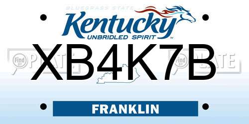 XB4K7B Kentucky License Plate