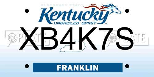 XB4K7S Kentucky License Plate