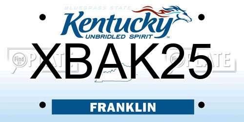 XBAK25 Kentucky License Plate