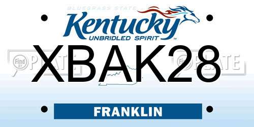 XBAK28 Kentucky License Plate