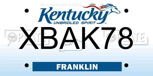 XBAK78 Kentucky License Plate