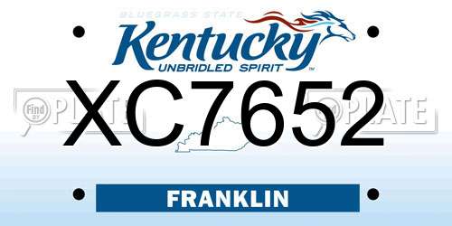 XC7652 Kentucky License Plate