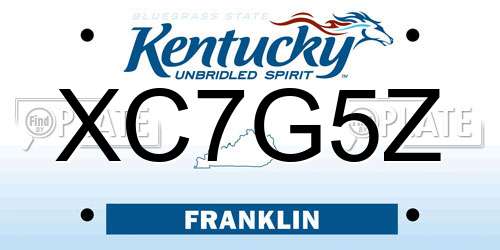 XC7G5Z Kentucky License Plate