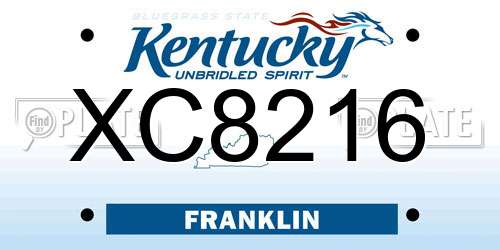 XC8216 Kentucky License Plate